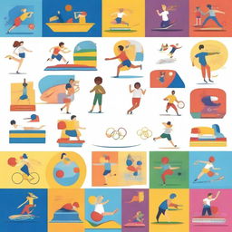 Create an engaging and colorful image depicting a quiz on the Olympic Games