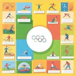 Create an engaging and colorful image depicting a quiz on the Olympic Games