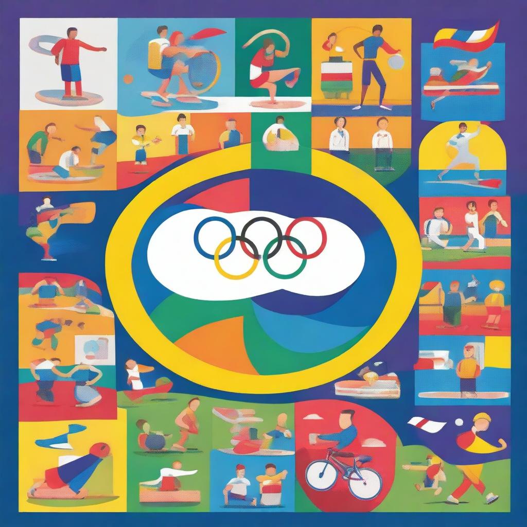 Create an image of a vibrant and engaging quiz on the Olympic Games