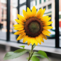 A vibrant sunflower in a store located in New York City