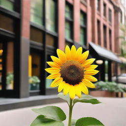 A vibrant sunflower in a store located in New York City