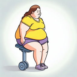 A depiction of an obese girl who appears to be unable to walk due to her weight