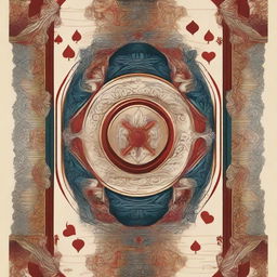 A detailed and artistic playing card design, featuring intricate patterns and vibrant colors