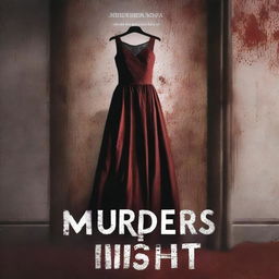 A captivating book cover depicting a dark and eerie high school setting with a blood-stained prom dress hanging on a locker