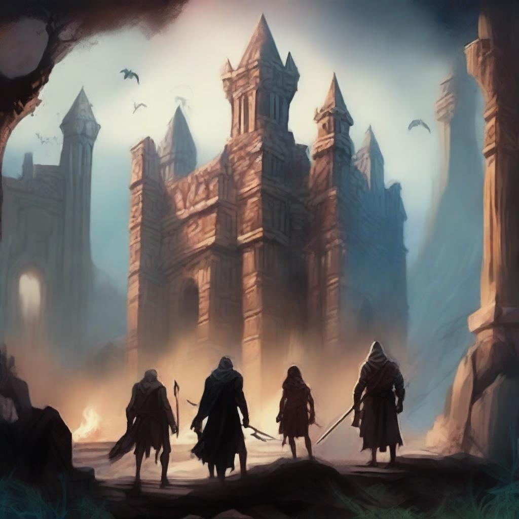 A group of friends embarking on an epic adventure in a fantasy world