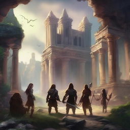 A group of friends embarking on an epic adventure in a fantasy world