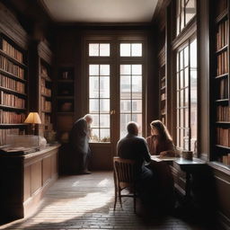 A romantic and artistic scene in an antique café