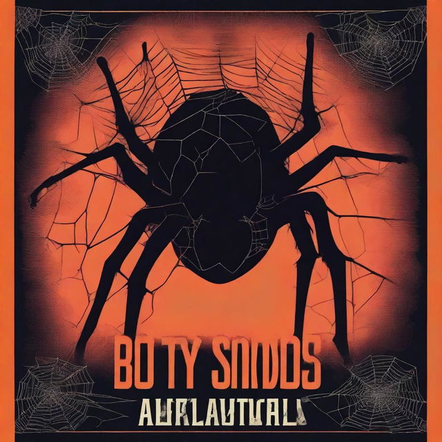 A movie poster titled 'Booty Spiders' featuring creepy spiderwebs and a prominent, exaggerated booty