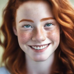 A detailed portrait of a 17-year-old redhead woman