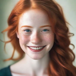 A detailed portrait of a 17-year-old redhead woman