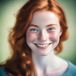 A detailed portrait of a 17-year-old redhead woman