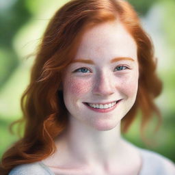 A detailed portrait of a 17-year-old redhead woman