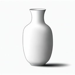 Illustration of a large, elongated white vase viewed from above