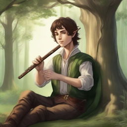 A young half-elf bard with a lawful good alignment, thirsting for knowledge to write stories and poetry