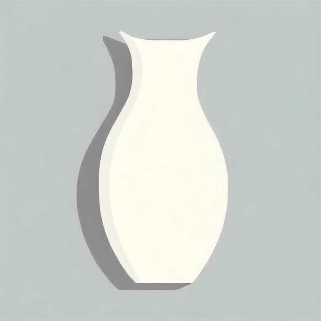 Cartoon illustration of a large, elongated white vase viewed from above