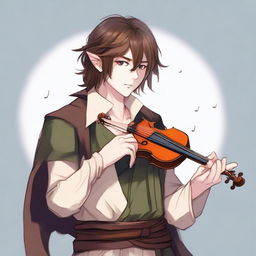 A young half-elf bard with a lawful good alignment, characterized by a thirst for knowledge to write stories and poetry