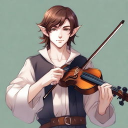 A young half-elf bard with a lawful good alignment, characterized by a thirst for knowledge to write stories and poetry