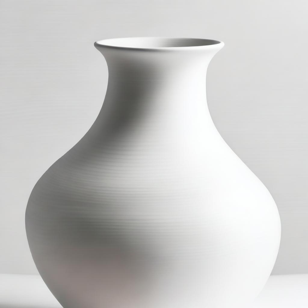 Lines of a large, elongated white vase viewed from above