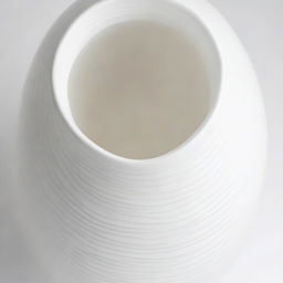 Lines of a large, elongated white vase viewed from above