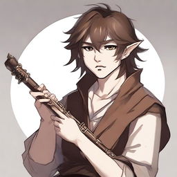 A young half-elf bard with a lawful good alignment, characterized by a thirst for knowledge to write stories and poetry