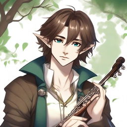 A young half-elf bard with a lawful good alignment, characterized by a thirst for knowledge to write stories and poetry