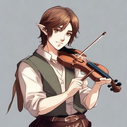 A young half-elf bard with a lawful good alignment, characterized by a thirst for knowledge to write stories and poetry