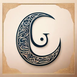 A beautiful and intricate Arabic calligraphy of the letter 'ق' in a traditional style, with elegant curves and flourishes