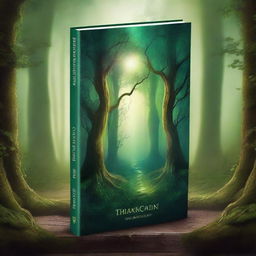 Create a captivating book cover featuring an enchanted forest with a mystical aura