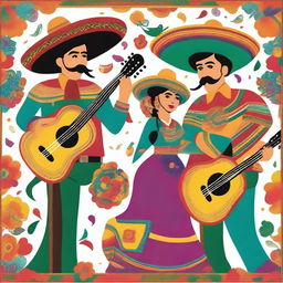 A vibrant and colorful celebration of Mexican culture featuring famous Mexican singers