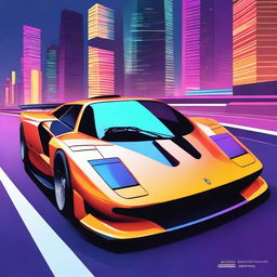 Create an image of a retro futuristic supercar inspired by 90s Group C racecars