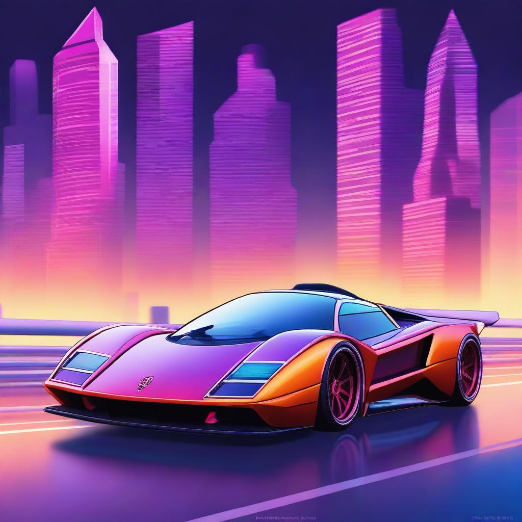 Create an image of a retro futuristic supercar inspired by 90s Group C racecars