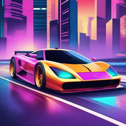 Create an image of a retro futuristic supercar inspired by 90s Group C racecars