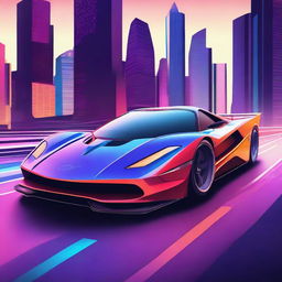 Create an image of a retro futuristic supercar inspired by 90s Group C racecars