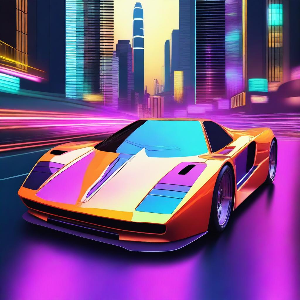 Create an image of a retro futuristic supercar inspired by 90s Group C racecars