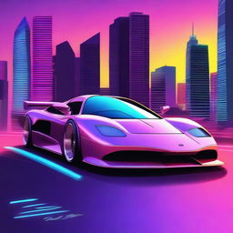 Create an image of a retro futuristic supercar inspired by 90s Group C racecars