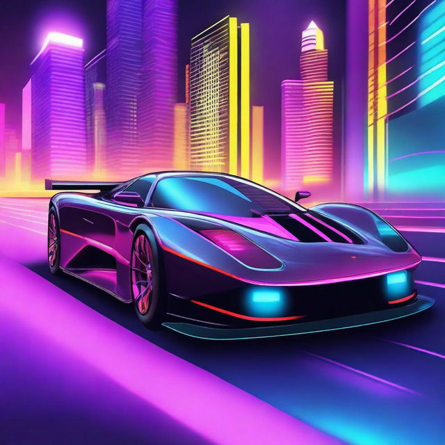 Create an image of a retro futuristic supercar inspired by 90s Group C racecars