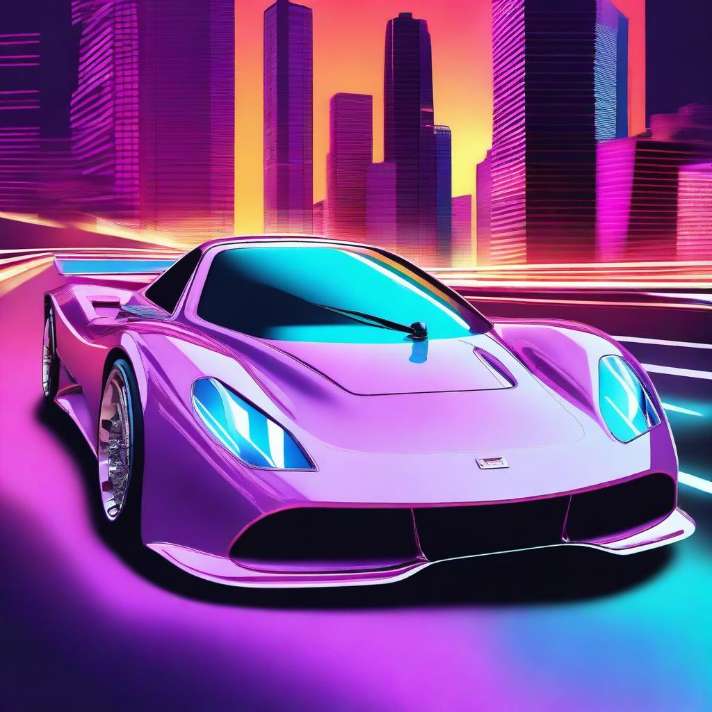 Create an image of a retro futuristic supercar inspired by 90s Group C racecars