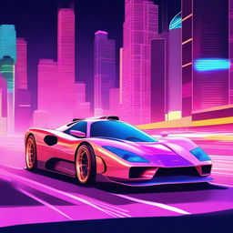 Create an image of a retro futuristic supercar inspired by 90s Group C racecars