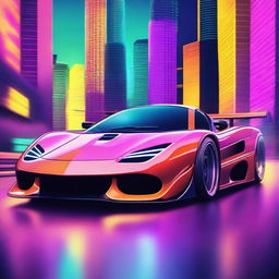 Create an image of a retro futuristic supercar inspired by 90s Group C racecars