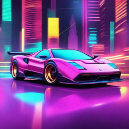 Create an image of a retro futuristic supercar inspired by 90s Group C racecars