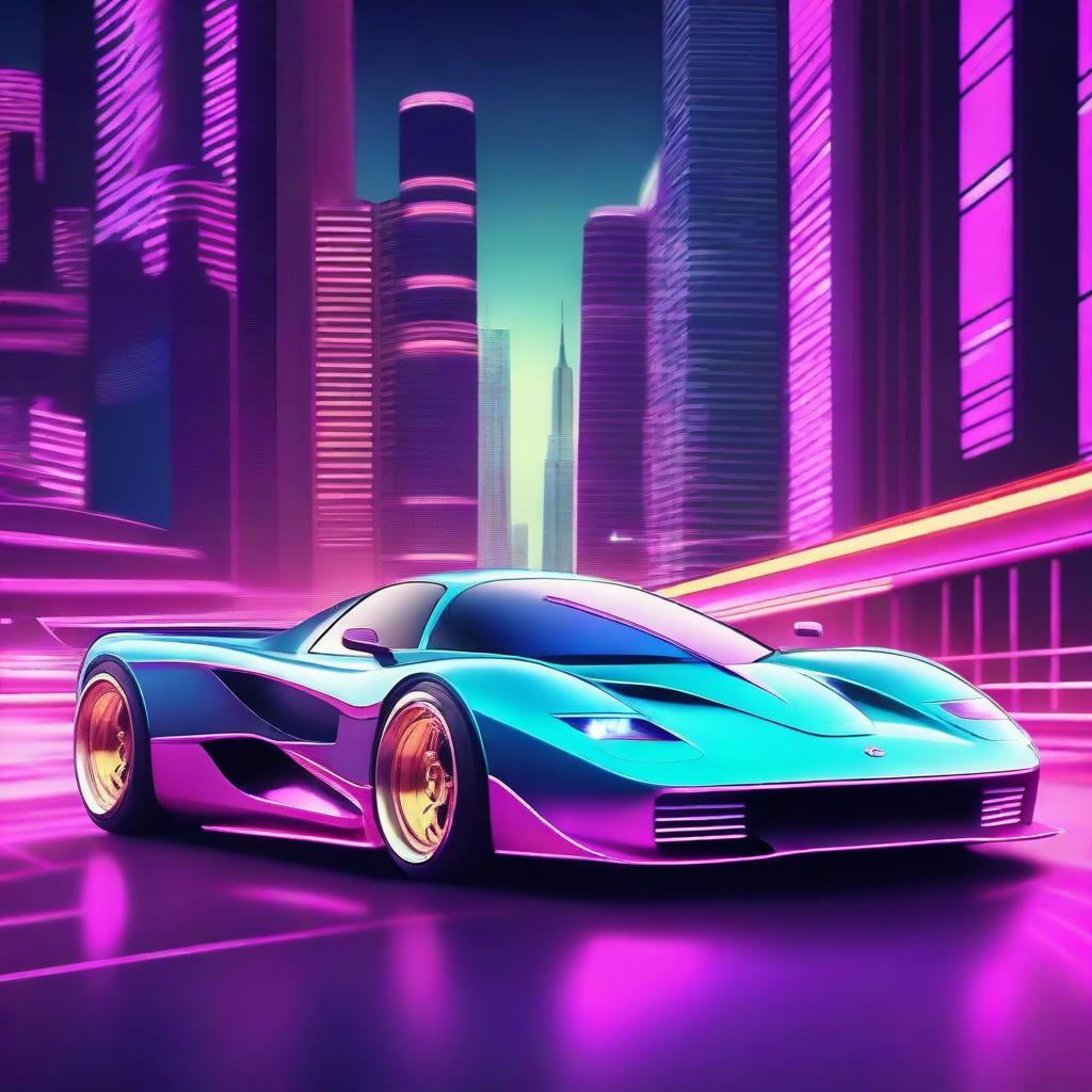 Create an image of a retro futuristic supercar inspired by 90s Group C racecars