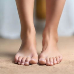 A high-quality 4K photograph of a well-looked-after woman's feet