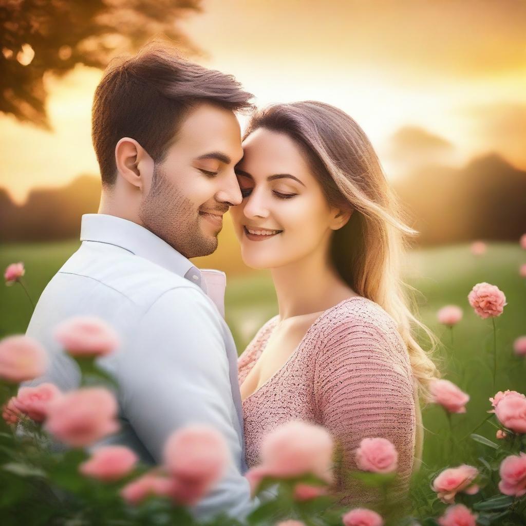 Create a romantic picture blending two people together into one photo