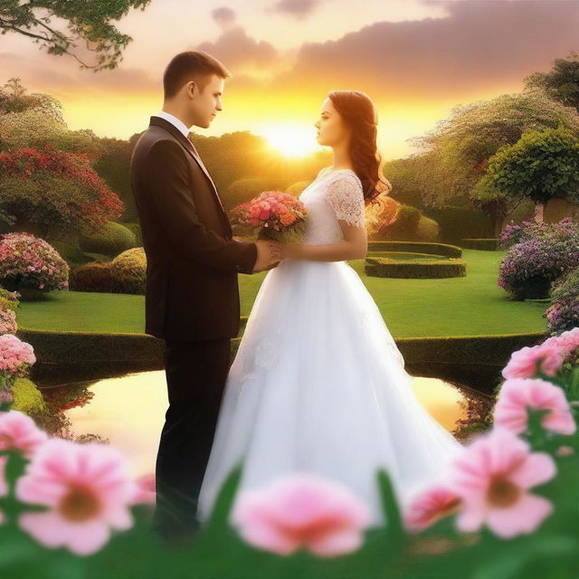 Create a romantic picture blending two people together into one photo