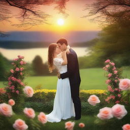 Create a romantic picture blending two people together into one photo