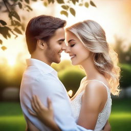 Create a romantic picture blending two people together into one photo