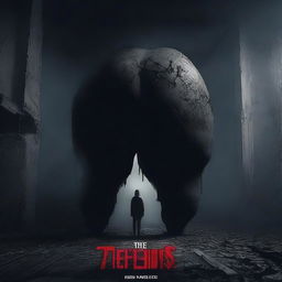 Create a horror movie poster featuring a giant butt with a dark and eerie atmosphere