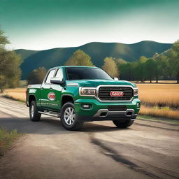 A detailed image of a pickup truck adorned with Castrol oil logos