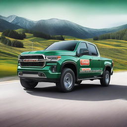 A detailed image of a pickup truck adorned with Castrol oil logos