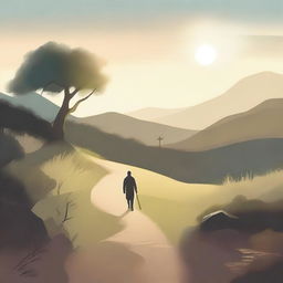 A serene and peaceful illustration depicting a Christian journey